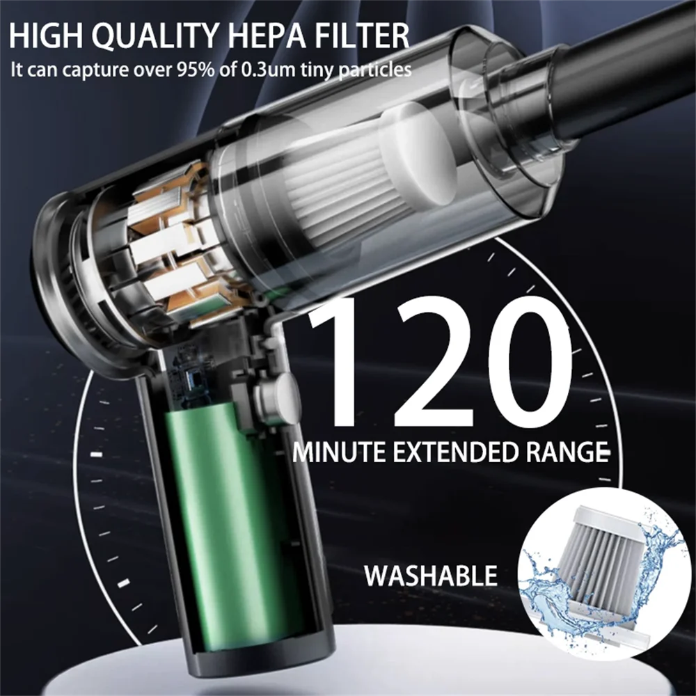 Portable Cordless Car Vacuum Cleaner – Powerful Suction & Air Blower