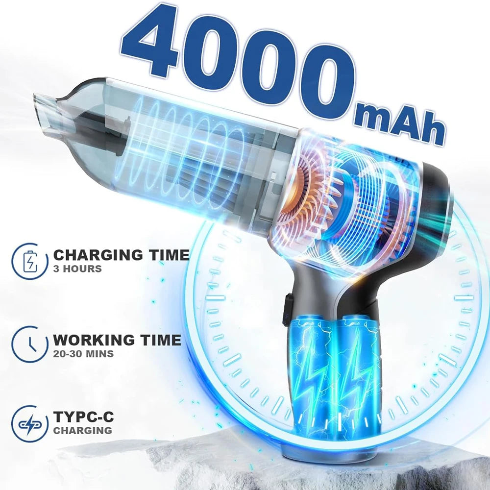 95000PA Wireless Car Vacuum Cleaner – Portable Powerful Handheld Cleaner