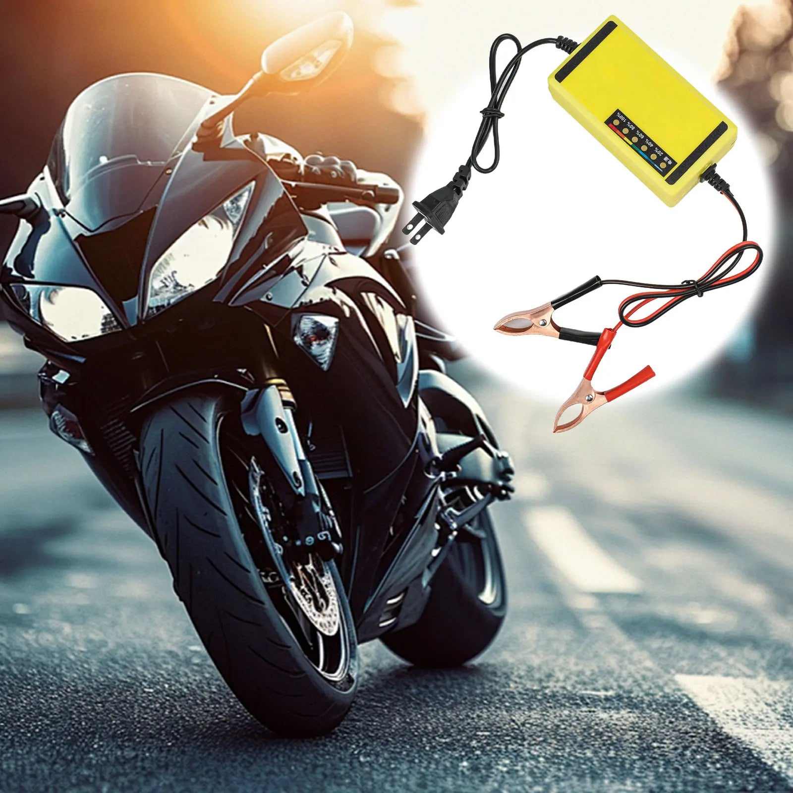 🔋 12V Smart Battery Charger for Car & Motorcycle – Fast Automatic Charging