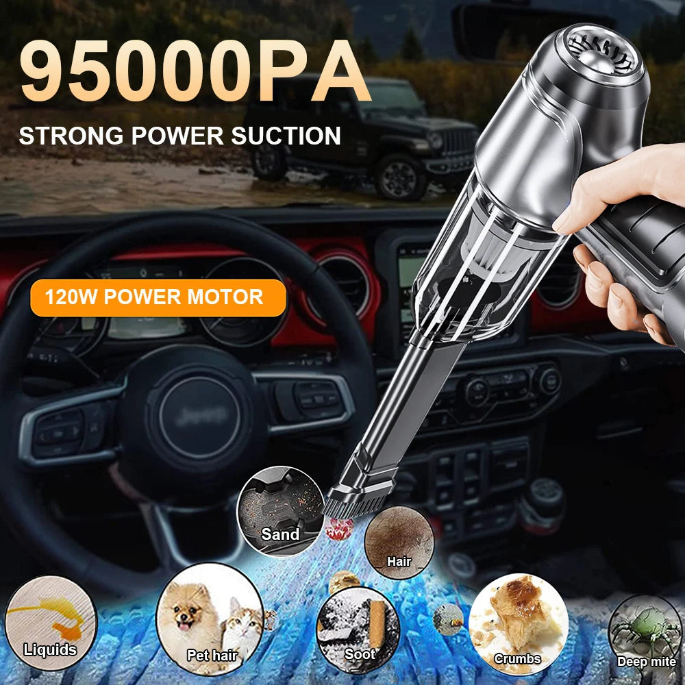 95000PA Wireless Car Vacuum Cleaner – Portable Powerful Handheld Cleaner