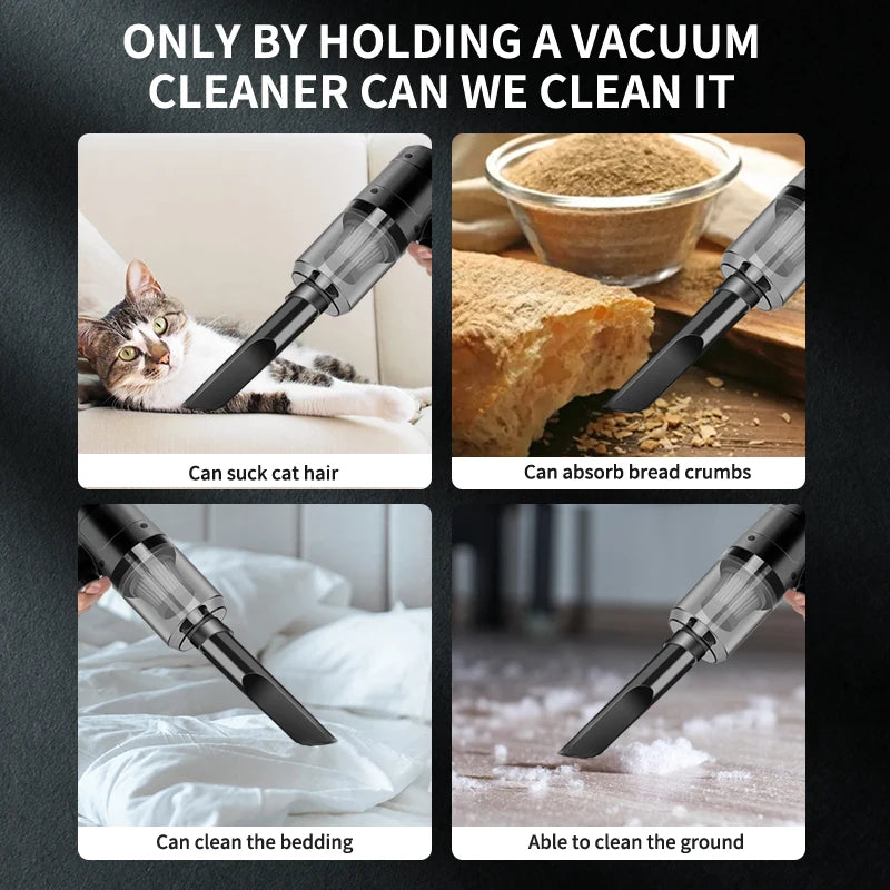 Portable Cordless Car Vacuum Cleaner – Powerful Suction & Air Blower