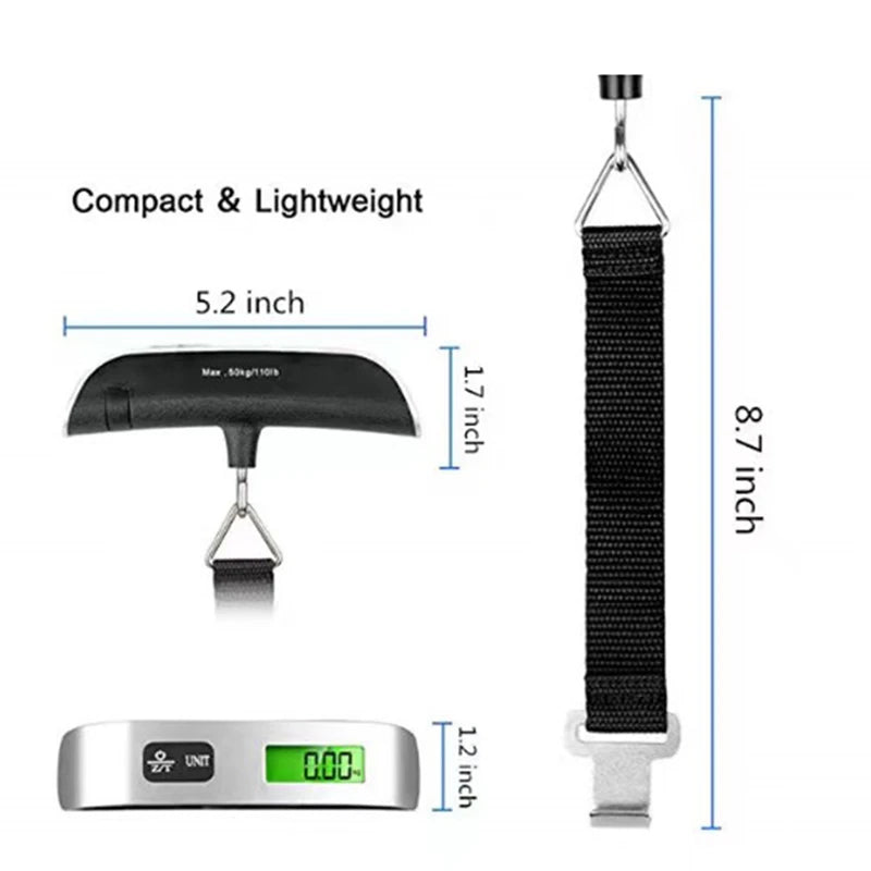 Portable 50kg LCD Digital Hanging Luggage Scale | Travel Suitcase Weight Checker