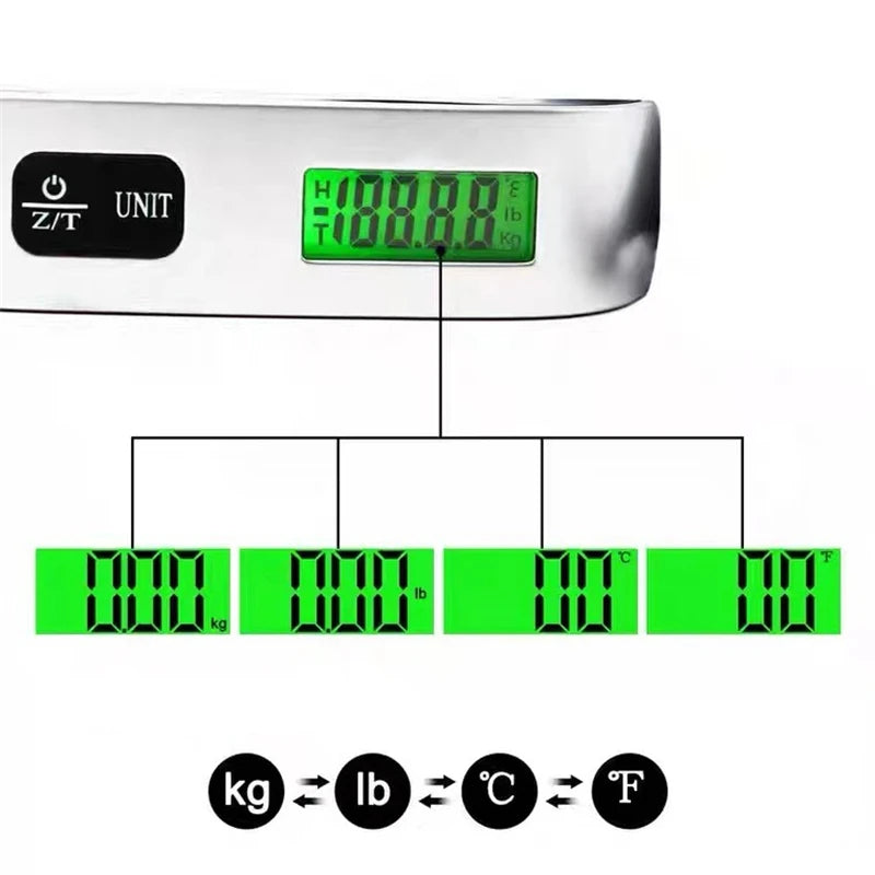 Portable 50kg LCD Digital Hanging Luggage Scale | Travel Suitcase Weight Checker