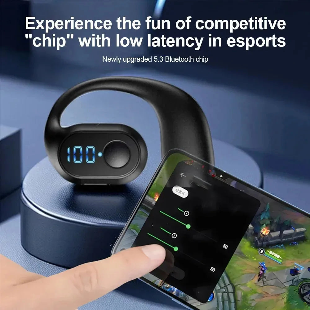 Bluetooth 5.3 Ear Hook Wireless Earbuds – HD Calling & LED Display