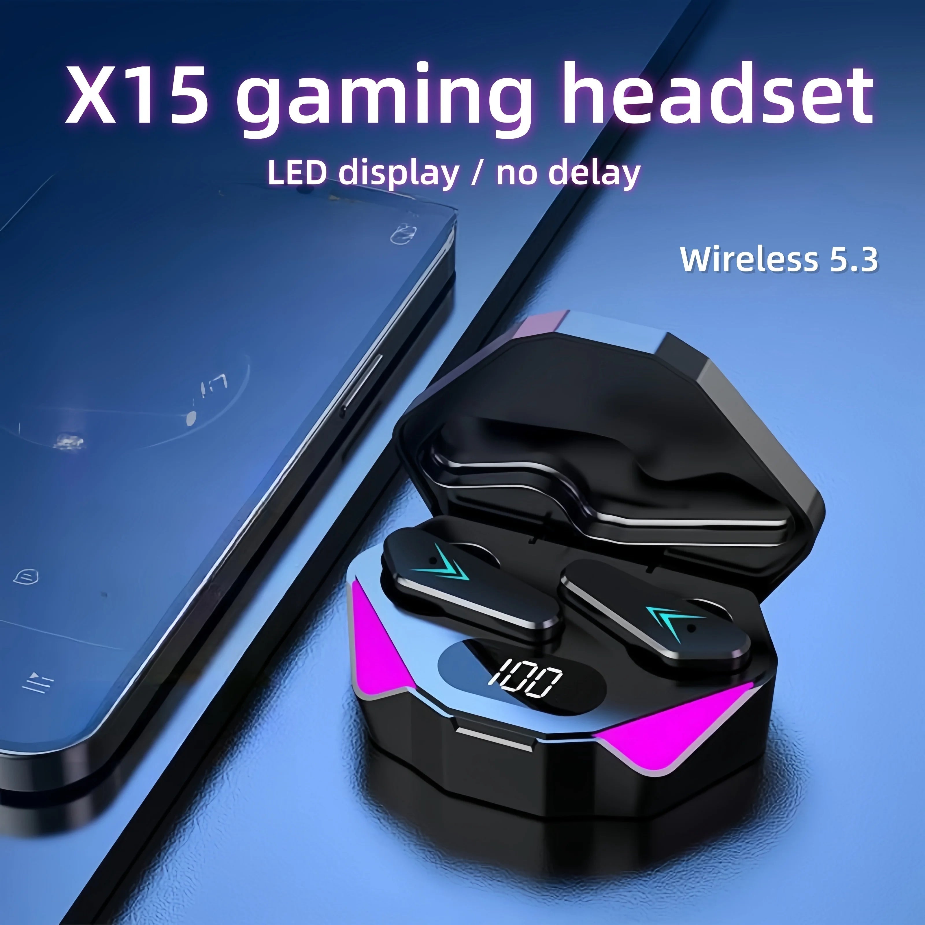 X15 TWS Gaming Wireless Earbuds – LED Display & Low Latency