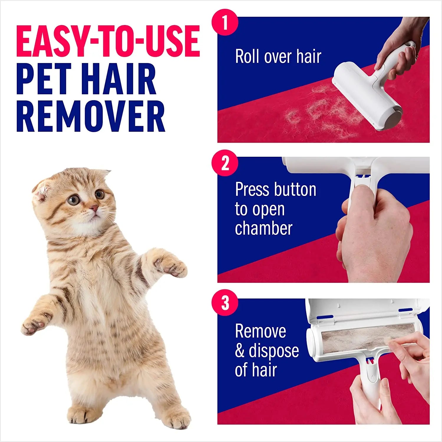 Pet Hair Remover Roller - Removes pet hair quickly from sofas,<clothes,carpets and beds