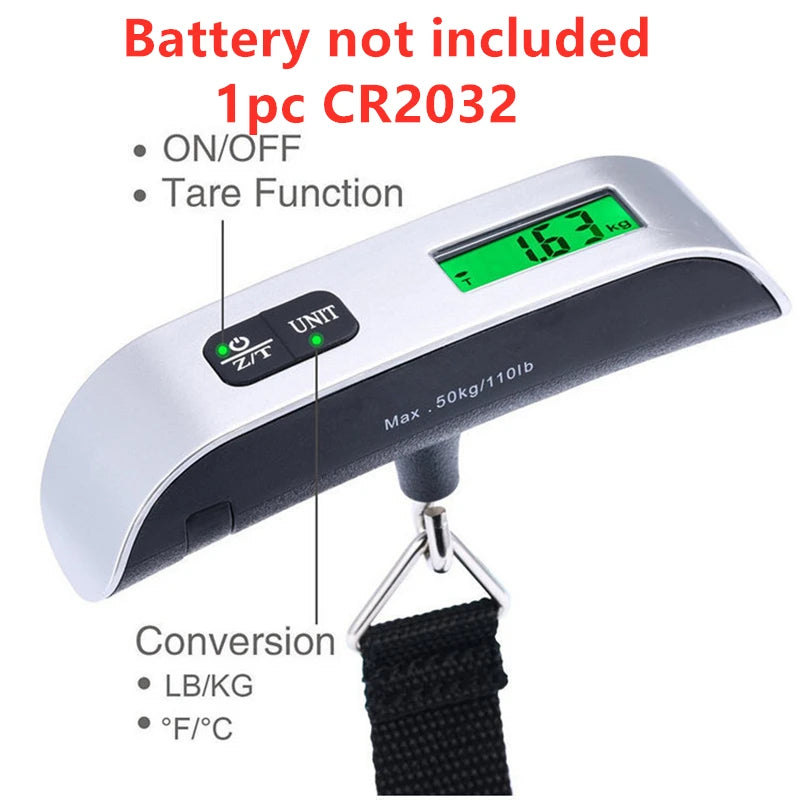 Portable 50kg LCD Digital Hanging Luggage Scale | Travel Suitcase Weight Checker