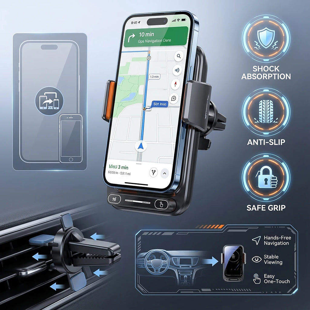 15W Wireless Car Phone Holder Charger – Auto Sensing Fast Charging Mount