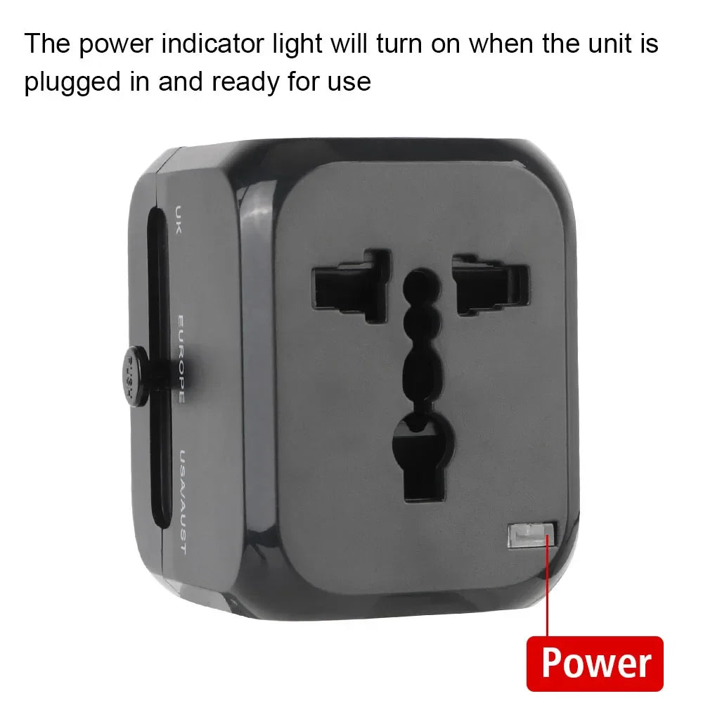 Universal Travel Adapter with USB & USB-C Fast Charging | US, EU, UK & AU Plug | All-in-One International Charger