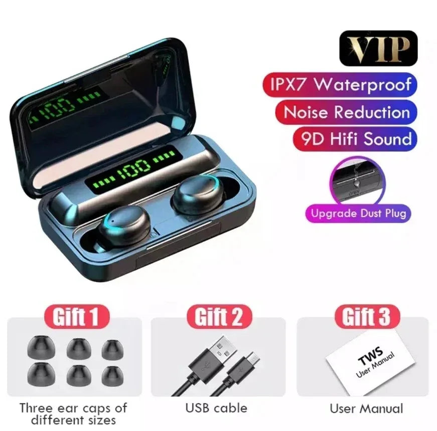 TWS F9-5 Wireless Bluetooth Earbuds – HiFi Stereo & Noise Cancelling