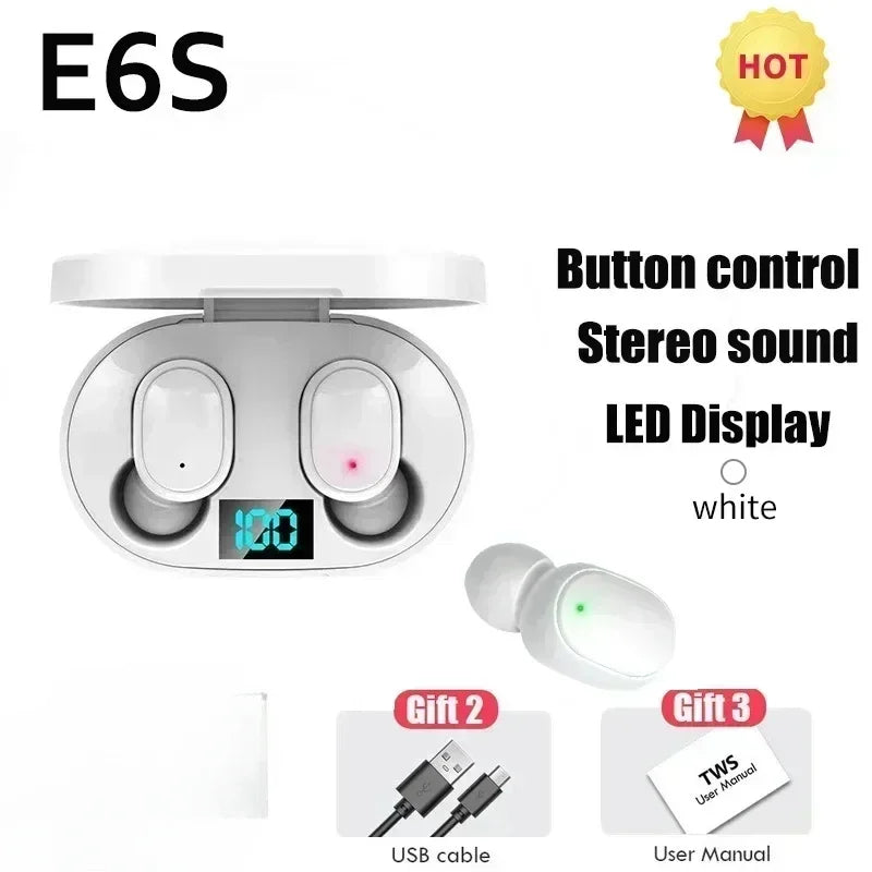 E6S TWS Wireless Earbuds – Bluetooth 5.0 Headphones with Charging Case.